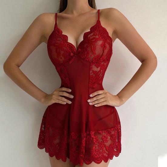 Женская ночная рубашка с v-образным вырезом, кружевная сетка, сплошной цвет выше колена, мягкие прозрачные регулируемые бретели, женская ночная рубашка с открытой спиной для медового месяца