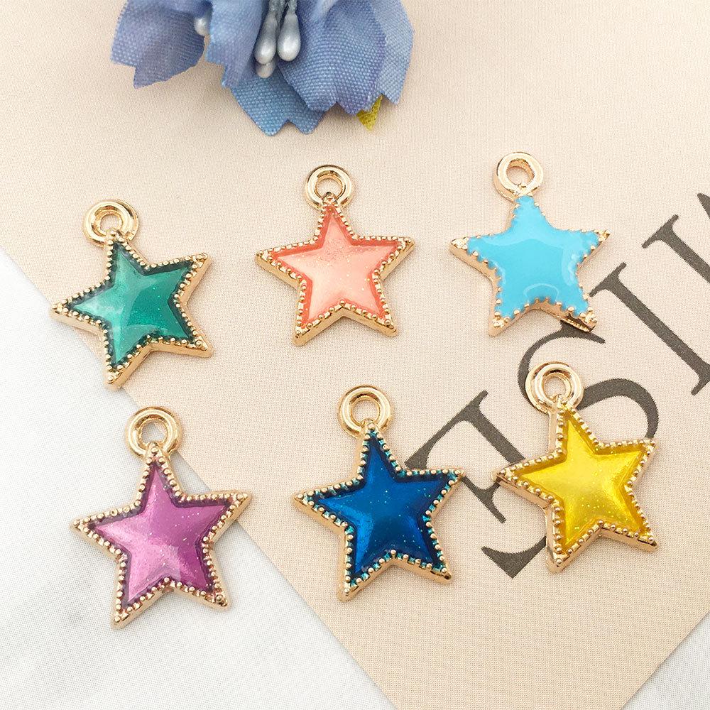 Подвеска «Звездное небо и Луна»: Сплав с пятиконечной звездой и каплей масла для самодельных серег и ожерелий