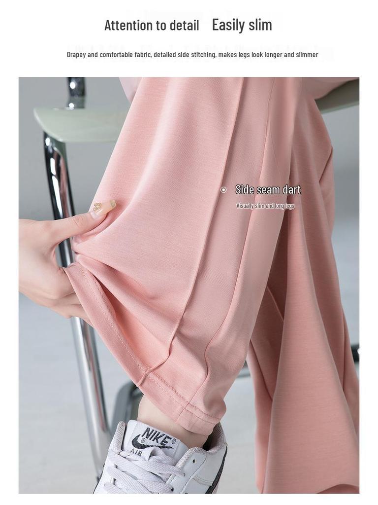 Dove Ice Women's Elastic Waist Wide-Leg Summer Pants 2025 - Slimming, Loose, Straight Leg, Thin Draping Trousers