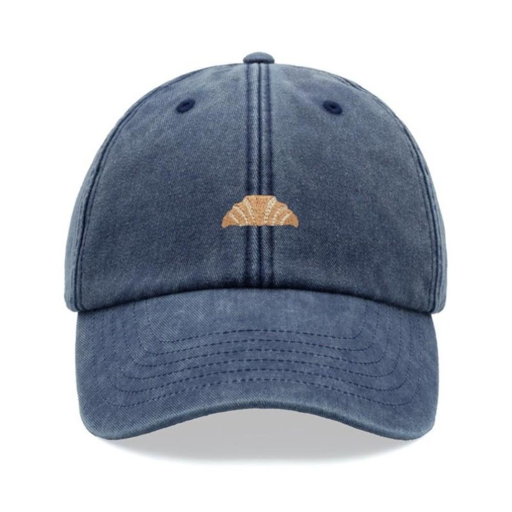 Washed Cotton Croissant Printing Baseball Cap Visor Adjustable Baseball Hats Faded Leisure Sunscreen Hats