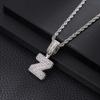 Zircon Inlaid Rock Sugar Initial Pendant Necklace - European & American Hip-Hop Style