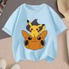 2026 Hot Sale 100 Cotton Kids TShirt Cute Pikachu Cartoon Print Soft Breathable Casual Childrens Short Sleeve Tops