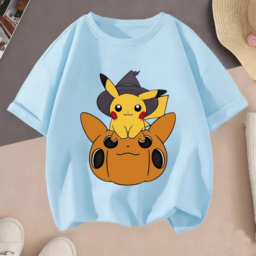 2026 Hot Sale 100 Cotton Kids TShirt Cute Pikachu Cartoon Print Soft Breathable Casual Childrens Short Sleeve Tops