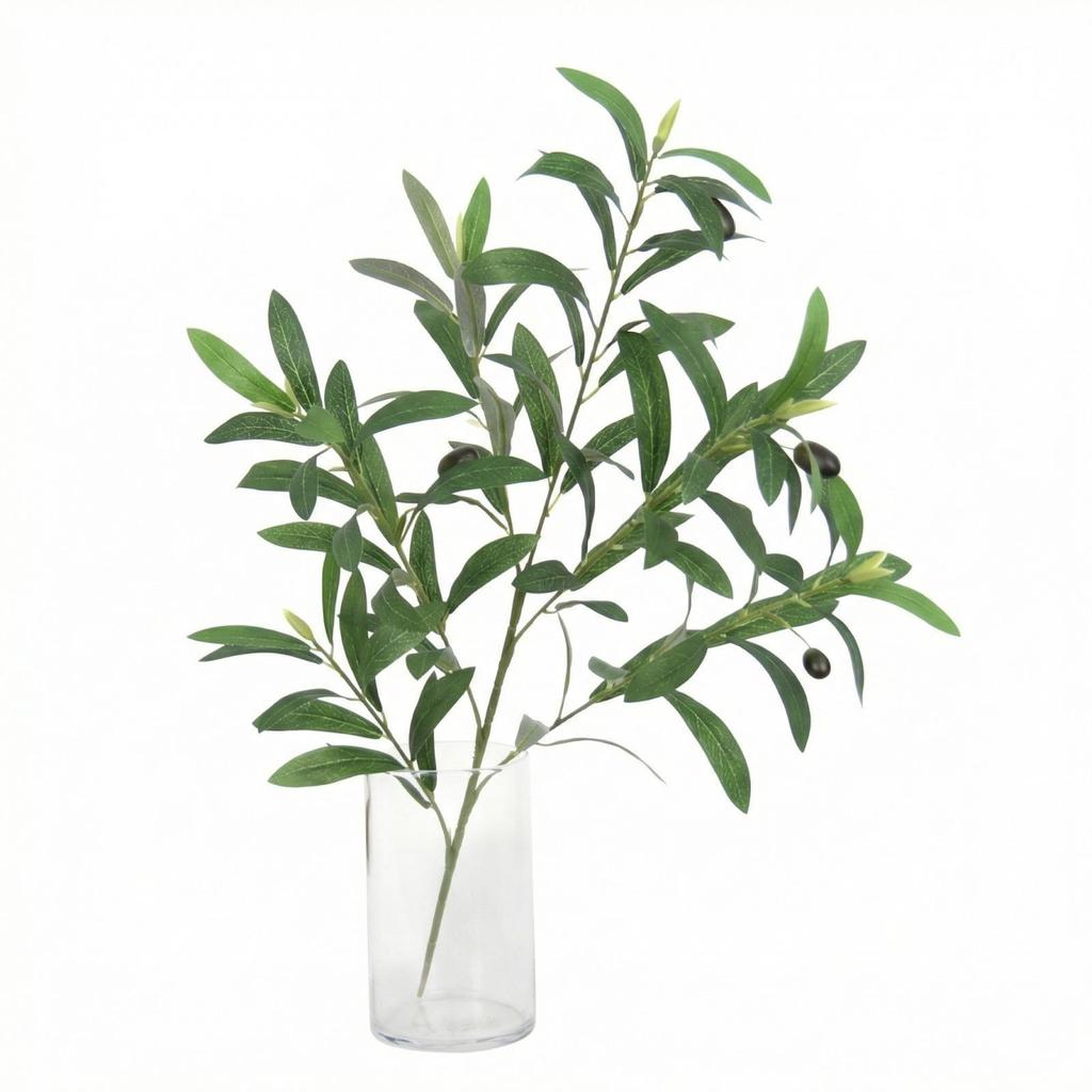 Simulated Olive Leaves With Fruit Tree Branches And Leaves, Flower Arrangement, Living Room  Decoration, Plants, Artificial Flowers, Green Plants 1pc