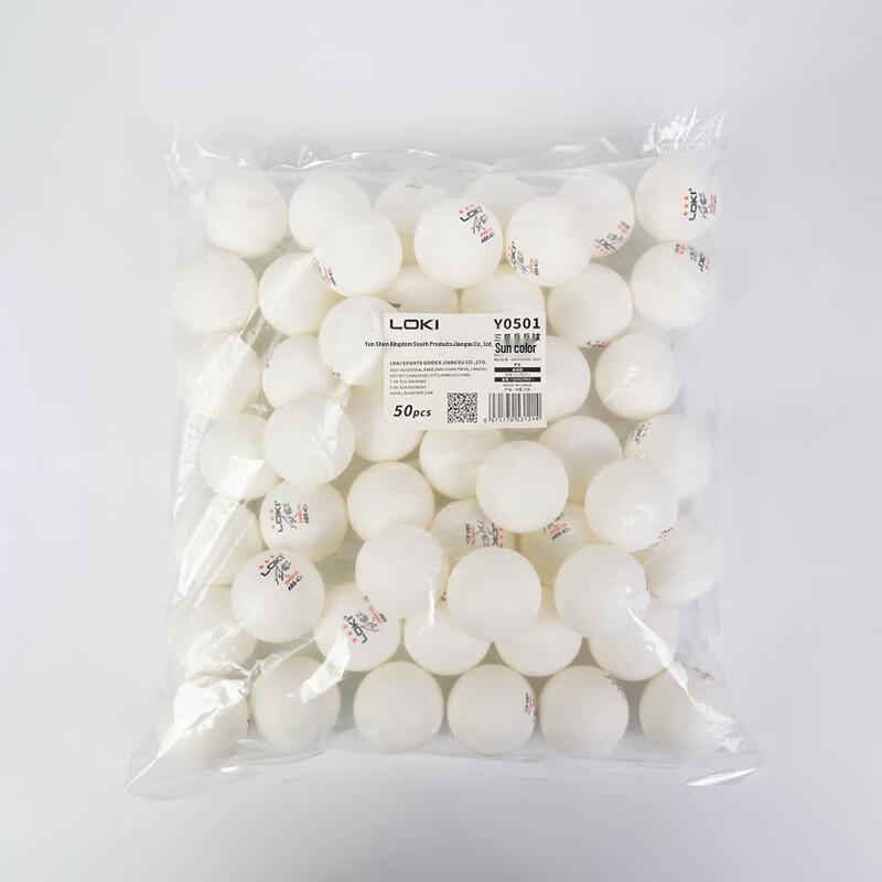 LOKI 3-Star Seamed Table Tennis Balls (50-Pack)