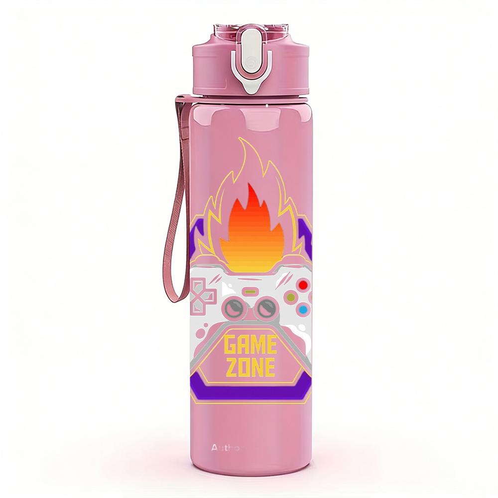 1PC Flame Game Controller Art 750ml Color Plastic Sports Water Bottle Leakproof Flip Straw Lid Suitable for Sports Office Home Use