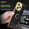 For iPhone 16 Pro Case Crocodile Texture Ring Kickstand TPU+Leather Electroplating Phone Cover