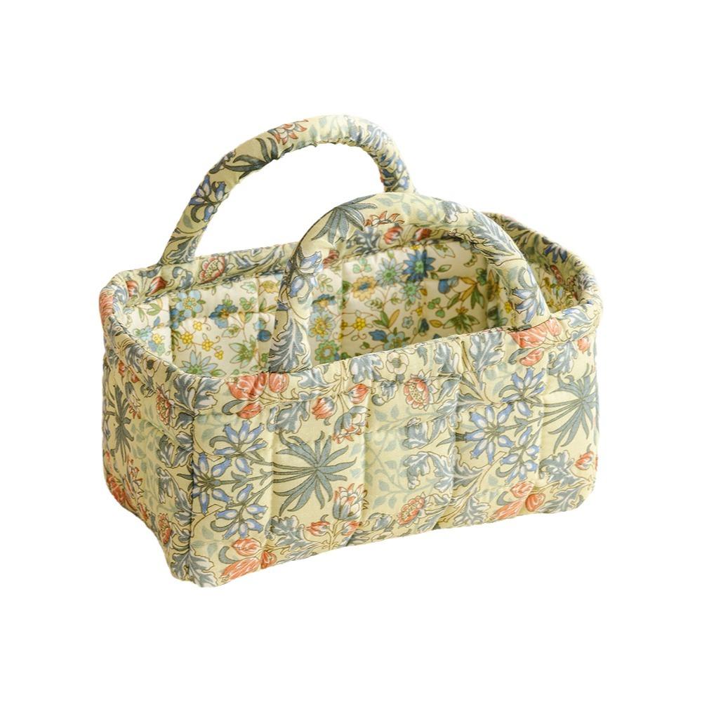 Large Capacity Storage Basket Floral Pattern Shopper Bag Fabric Laundry Basket Desktop Storage