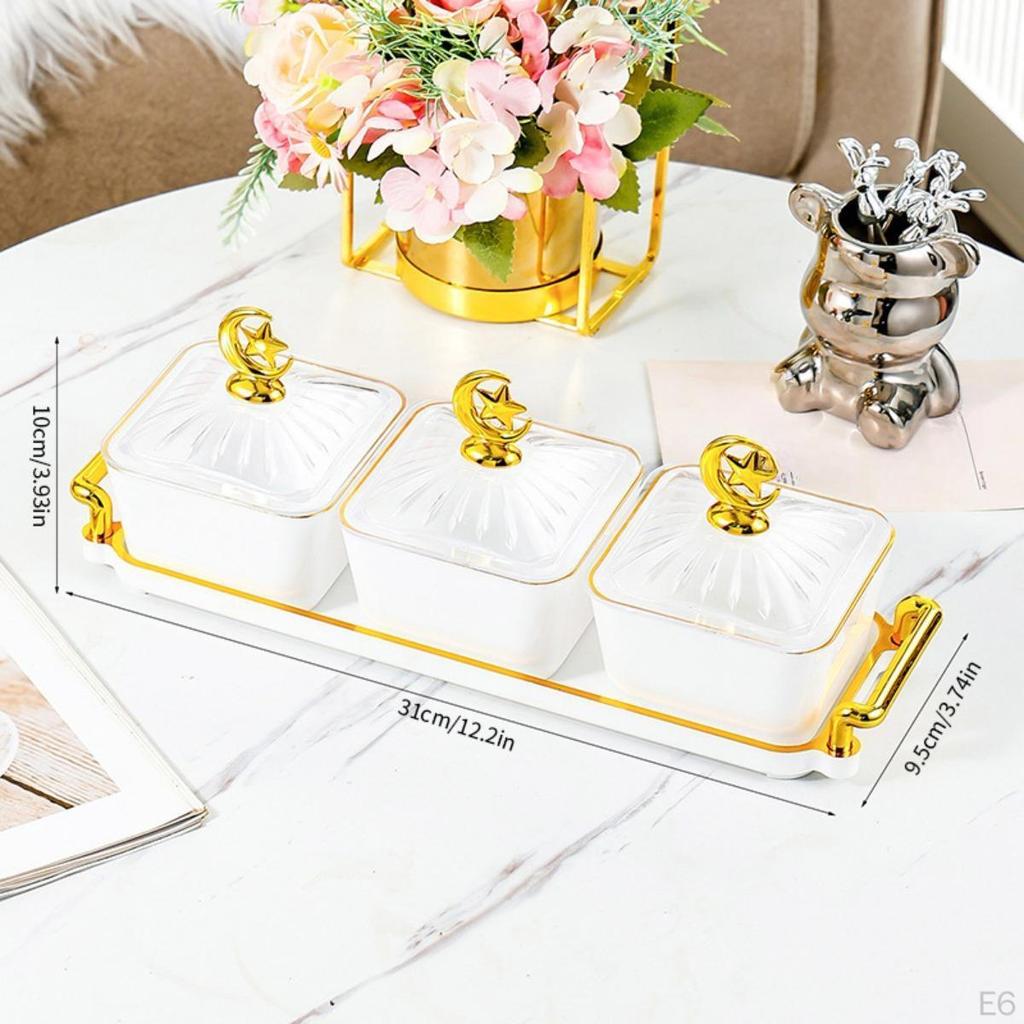 Разделенная сервировочная миска, тарелка для закусок, многофункциональная миска для конфет и орехов с крышкой, поднос для сухофруктов