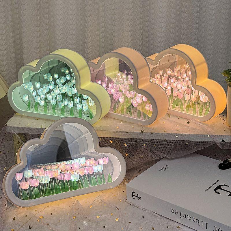 Ночной светильник в виде тюльпана в виде облака ручной работы: DIY Зеркальный цветок Морская атмосфера, креативный настольный подарок