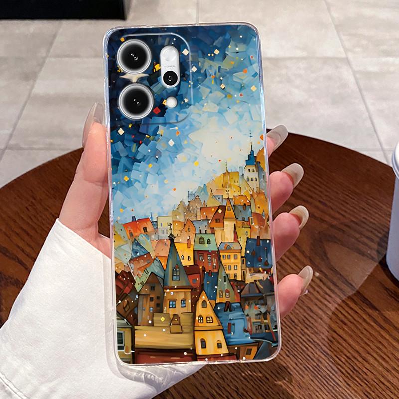 Чехол для Oppo Reno14 / Reno 14F / Reno 14 Pro Прозрачный Силиконовый Желе Мягкий ТПУ Задняя Крышка Милый Кролик Кошка Динозавр Чехол для Телефона