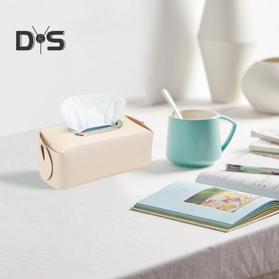 Square Tissue Box Holder Solid Color Large Capacity Foldable Design Easy Assembly Countertop Tissue Case Cover