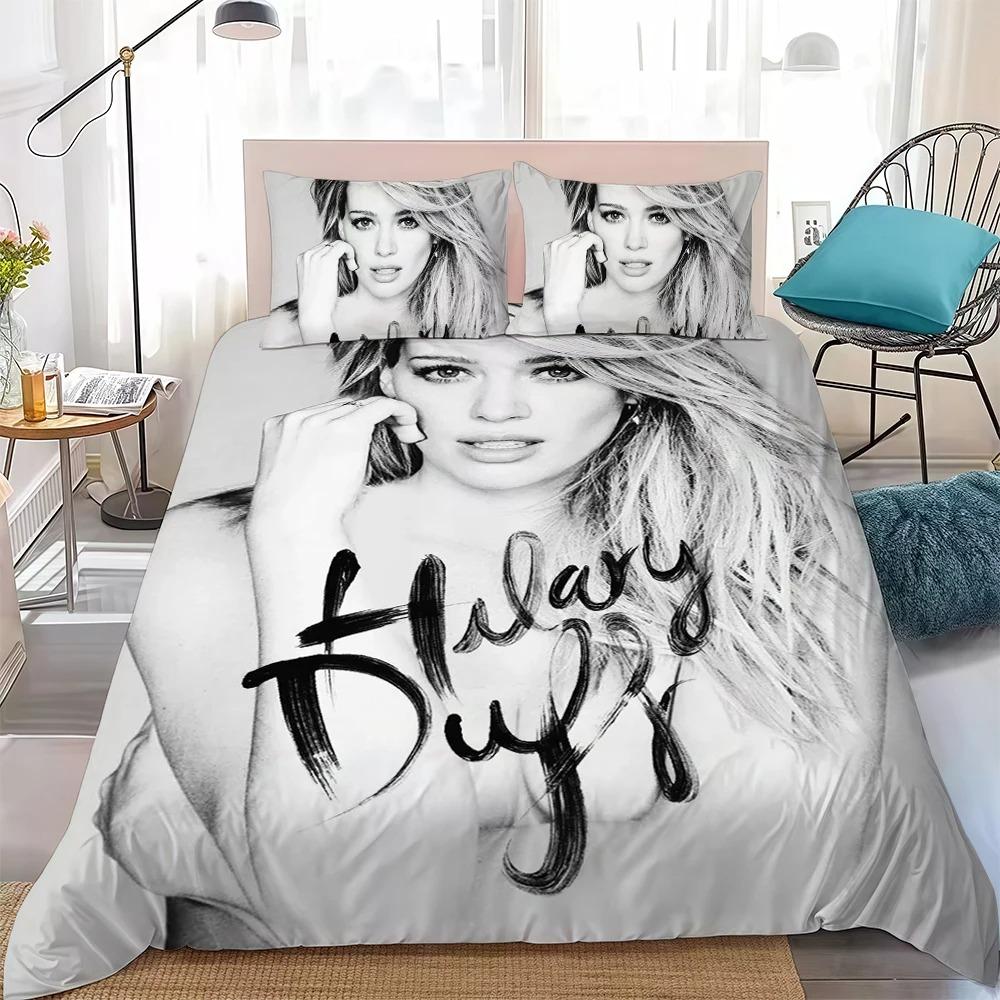 3D Singer H-Hilary Duff Duvet Cover and Pillowcase,Home Bedding Set,Teen and Adult Bedroom Decor,Gifts for Boys girls