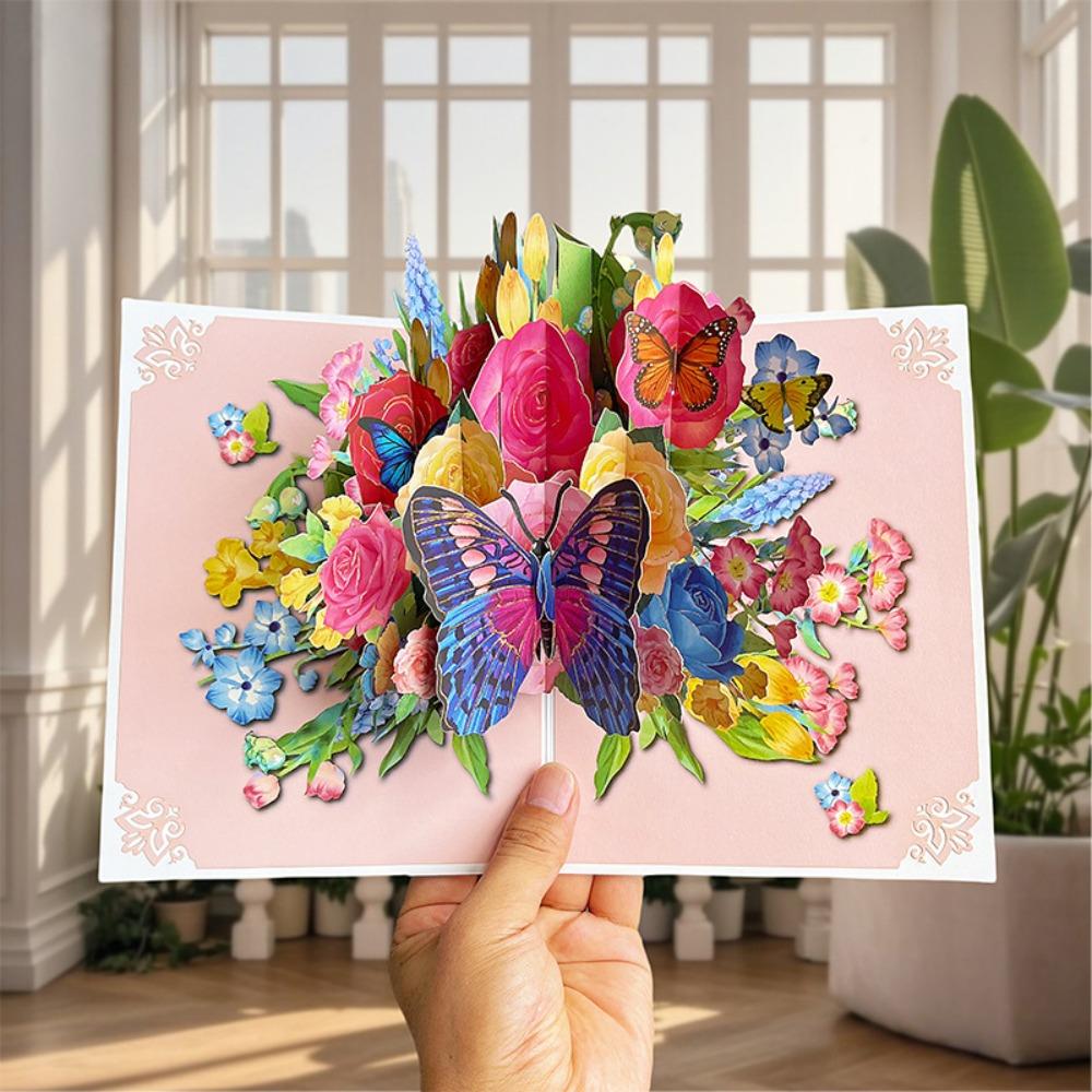 New 3D Pop up Card Best Wishes Ornament Post Card Butterfly Greeting Cards Birthday Gift
