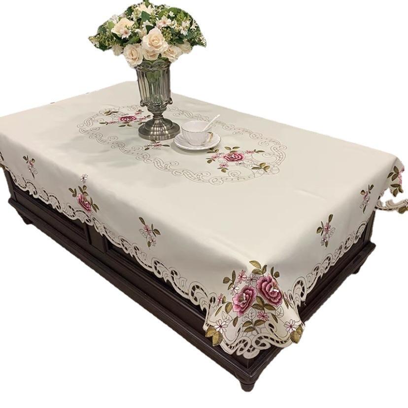 Скатерть Вышивка Современный Минимализм Прямоугольник Полиэстер Ткань Искусство Чайный Столик Скатерть Круглая
