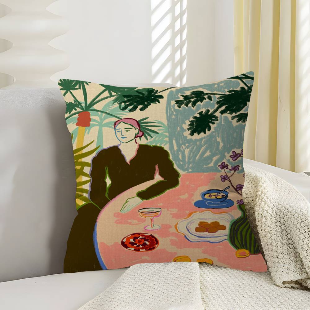 Abstract Painting Women Personalized Pillow Dust Cover Bedroom Kids Party Decoration Pillowcase Birthday Children Gift