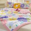 Cartoon Cotton Linen Summmer Blanket Breathable Adult Child Quilt for Summer Washable Air Conditioning Comforter Lightweight