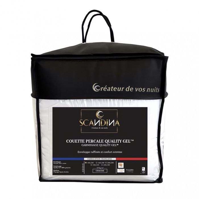 White Cotton Duvet 140x200 Cm QUALITY GEL, by Scandina. French Made