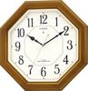 RHYTHM Citizen Wall Clock Radio Controlled Clock Analog High Brightness Full Luminous Octagonal Wood Brown CITIZEN Nemrina Look 4MY645-006