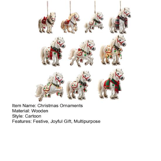 Элегантные белые деревянные украшения в виде лошадей, декор для рождественской елки с подвесными веревками, деревенские праздничные украшения