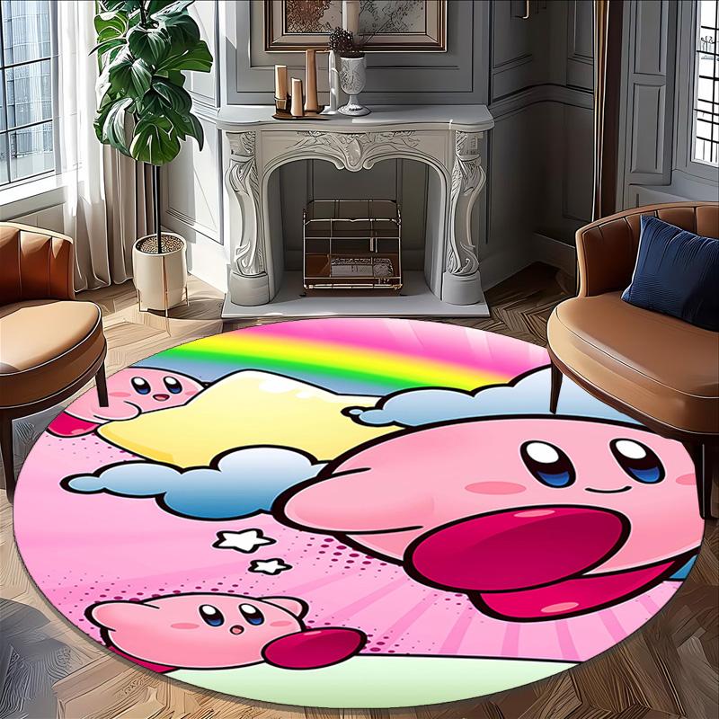 1pc Kirby1 Print Round Carpet Chair Round Carpet Suitable for Bedroom Living Room Home Decorative Carpet