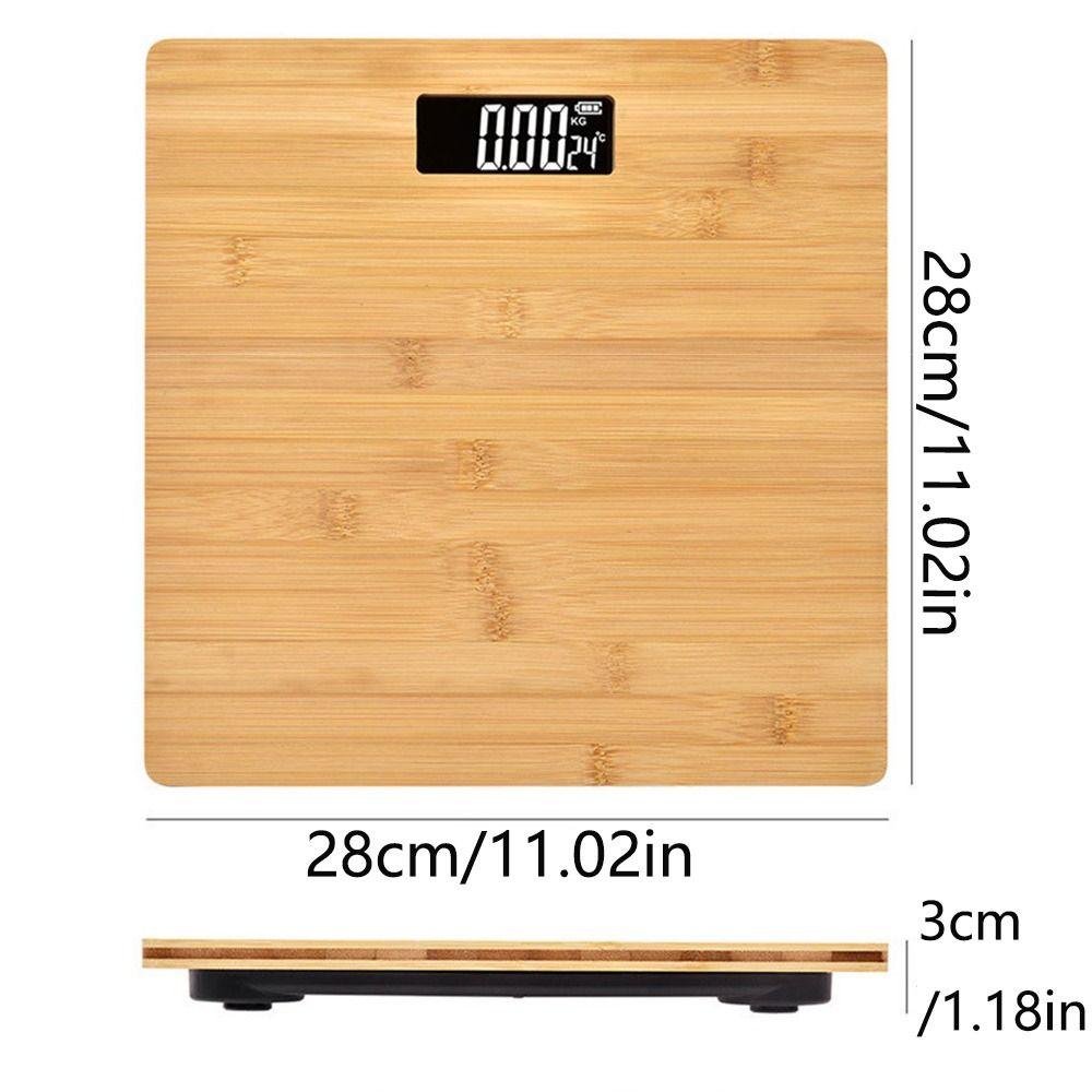 Square Woman Body Scales LED Digital Electronic Weighing Scale Bamboo Weight Scale Home Use