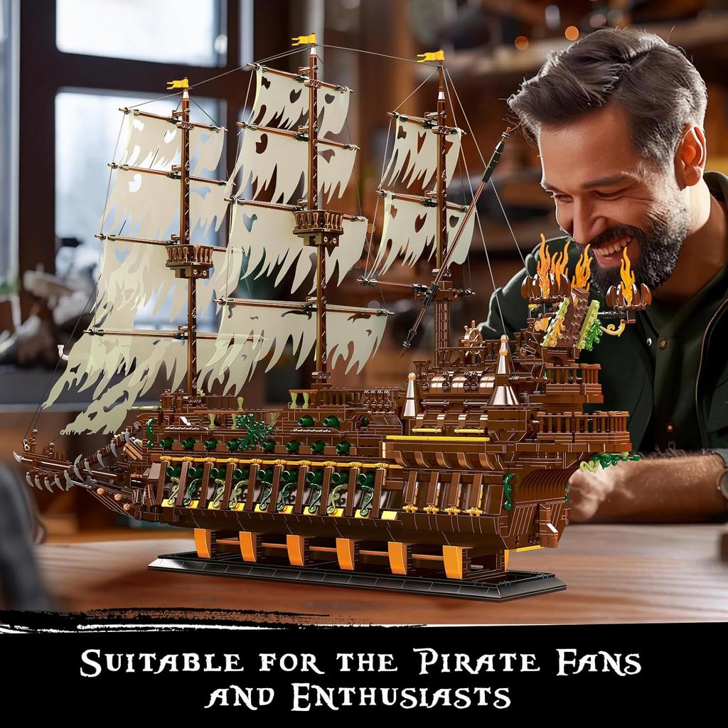 MOULD KING 13197 Пиратский корабль строительный блок MOC Летающий Дактман пиратский корабль модель сборки корабля игрушки дети рождественские подарки