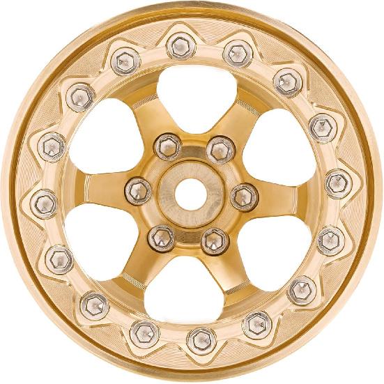 INJORA 1.3" Beadlock Wheel Brass -5.25mm Offset Rims for SCX24 TRX4M 1/24 1/18 RC Crawlers Upgrade(W1310)