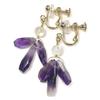 Amethyst Striped Amethyst Moonstone Earrings with Silicone Cover Natural Stone Power Stone A1122 [Cherry]