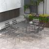 Garden Furniture Set 7-Piece Garden Dining Set with 1 Table and 6 Stackable Chairs in Steel Dark Gray