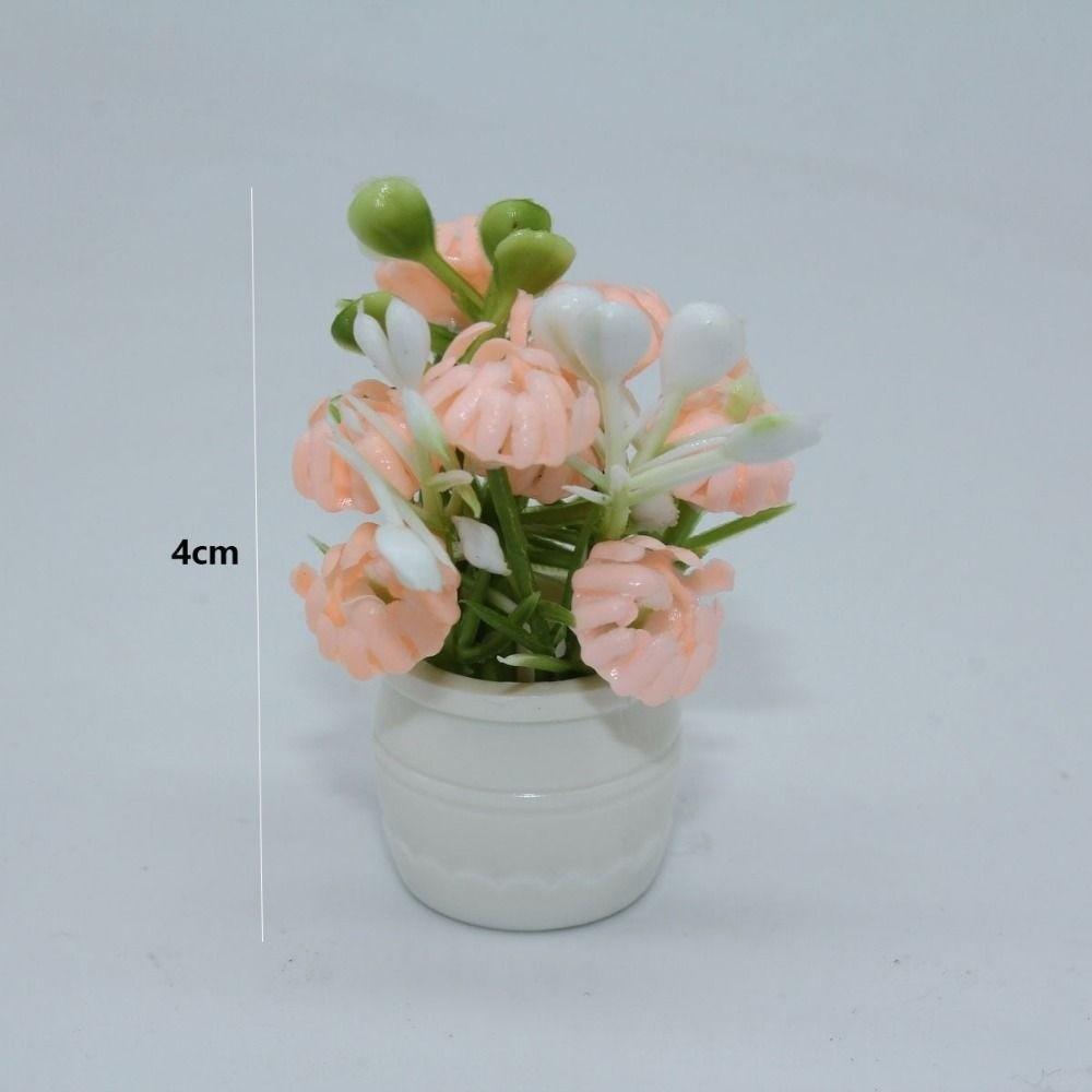 4cm/1.1*5cm Plastic Simulation Vase Green Plant Potted Vase  Miniature Dollhouse Decorations