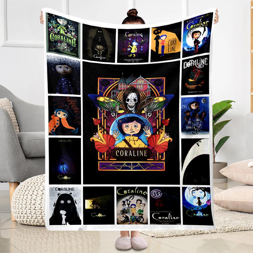 Coraline's Magical Adventure Flannel Blanket-Soft and Suitable for Sofas,Beds,Offices,Travel,All Seasons,Great Gift for Holidays and Birthdays.