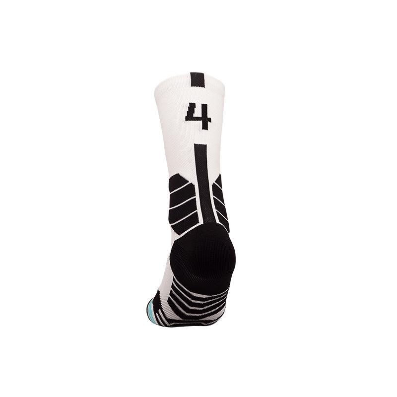 Men's Black and White Breathable Shock-Absorbing Basketball Socks