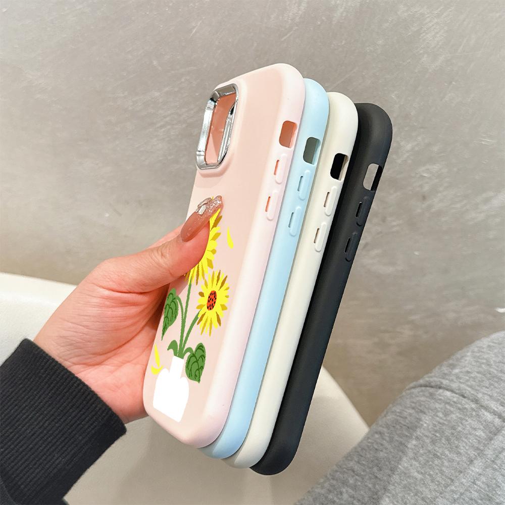 Для iPhone 15 14 13 11ProMax 14 15 16 Samsung S25 S24 S23 S22 Redmi 10 13 14C Мультяшный Черный Кот Серебристый Край Мягкий Жидкий Силикон Защитный Чехол