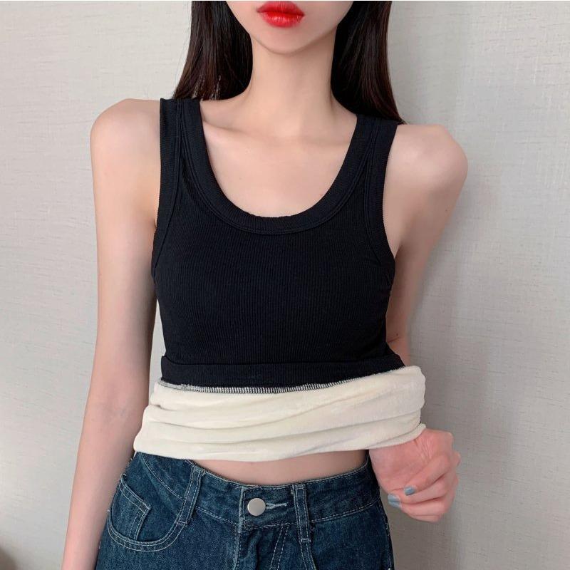 Осенью и зимой женская облегающая жилетка с утолщенной флисовой основой, теплая рубашка без рукавов