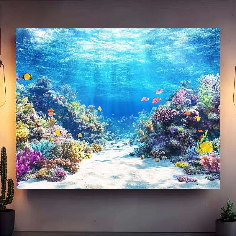 2D тропический подводный фон для фотосъемки Коралловый риф Рыбы Океанский фон