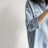 Loose Blue Striped Shirt Women Stylish Minimalist Oversized Long Sleeve Top