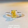 New S925 Sterling Silver Radiant-Cut Yellow Diamond Ring for Women - Hot Sale