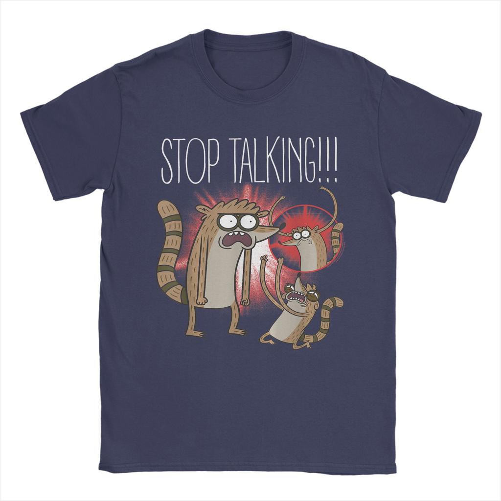 Regular Show Rigby Stop Talking Men T Shirts Hipster Tees Short Sleeve Round Collar TShirt Cotton Graphic Tops