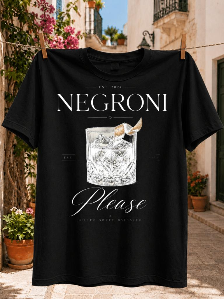 Negroni Please Elegant Crystal Cocktailice And Orange Peel Refined Monochrome Bar Graphic Classic Unisex All Tshirt