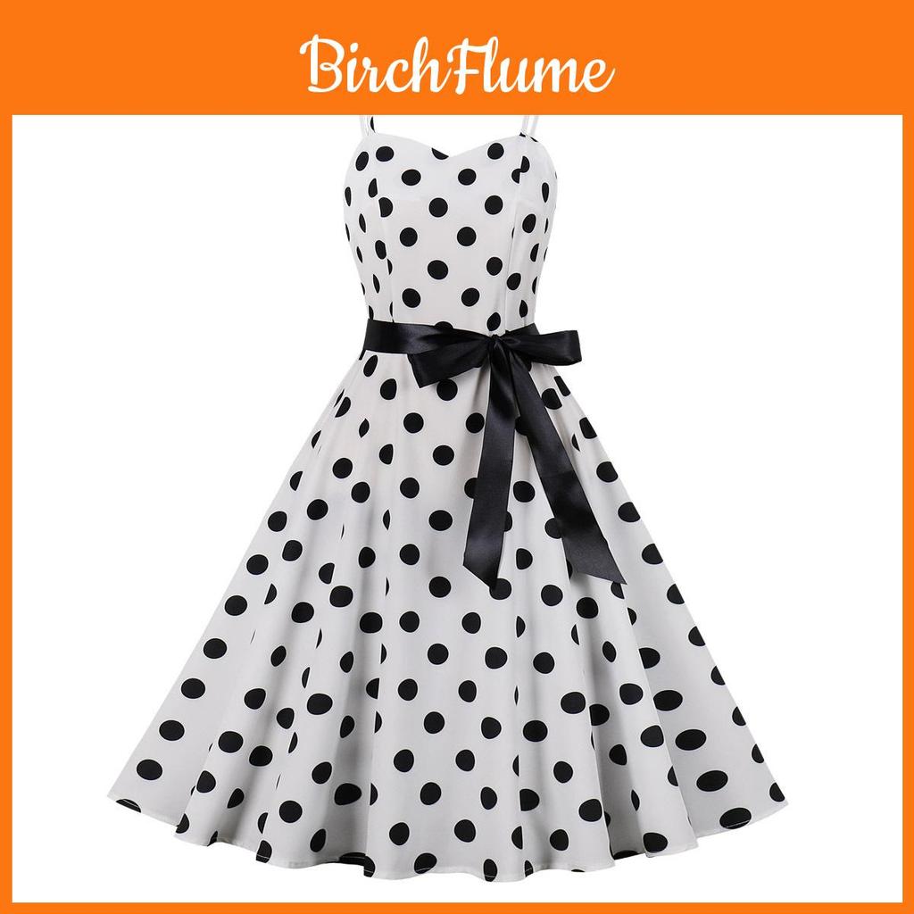 Vintage Polka Dot A Line Dress With 3d Pattern V Neck Sleeveless For Casual Wear