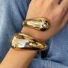 Wide Metal Chunky Waterdrop Bangles for Women Gold Copper Color Open Cuff Thick Irregular Twisted Bangle Bracelet Jewelry