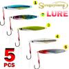 Рыболовные приманки, 5 шт., микро-металлическая приманка для джиговой ловли с перьями, искусственные лазерные джиг-приманки, тонущие приманки