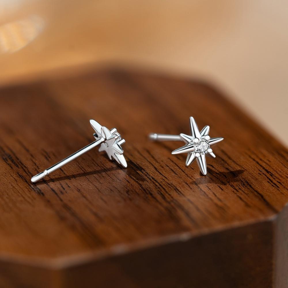 Gold Silver Color Eight-pointed Star Earrings for Women Mini High-end Zircon Star Cartilage Piercing Earrings Minimalist Jewelry
