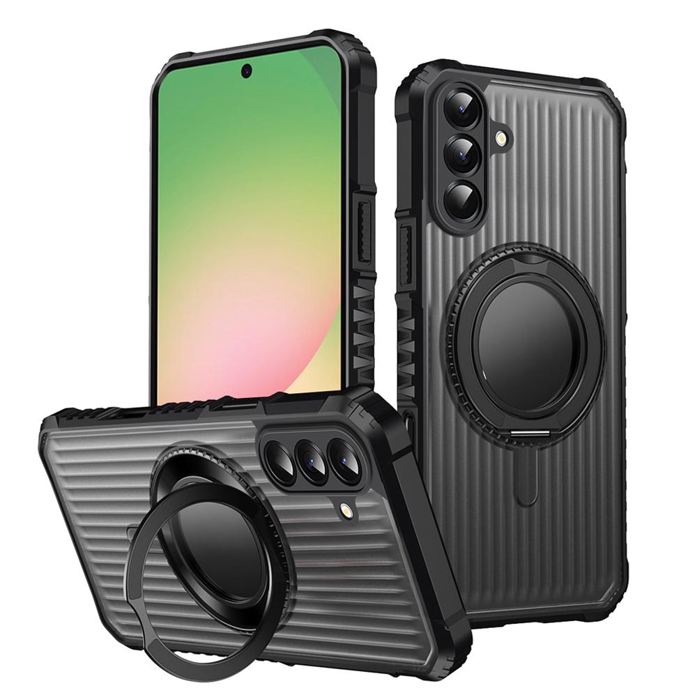 KEYSION 360° Rotating Ring Stand Case for Samsung Galaxy A56 5G A36 A26 A16 4G Matte Transparent Magnetic Shockproof Phone Cover