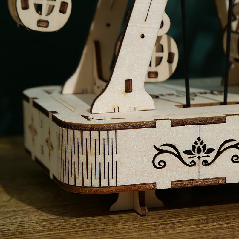 DIY Handmade Деревянная Музыкальная Колесо обозрения Модель 3D Трехмерная Головоломка Подарочные Детские Игрушки Настольная Мебель