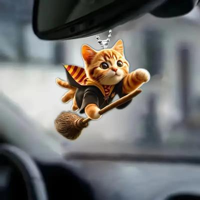 Акрил 2D кошка автомобиль подвесное украшение для дома и офиса рюкзак авто зеркало заднего вида мультфильм котенок животное подвесной орнамент кулон