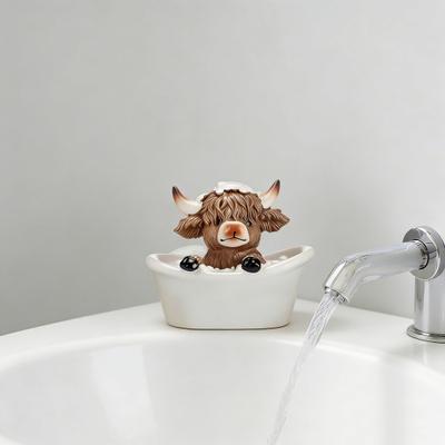 3 шт. Фигурка горной коровы для ванной комнаты, купающаяся, читающая книгу, туалетная бумага, статуэтка из смолы горного скота, скульптура, украшение, сувенир, подарки для любителей телят