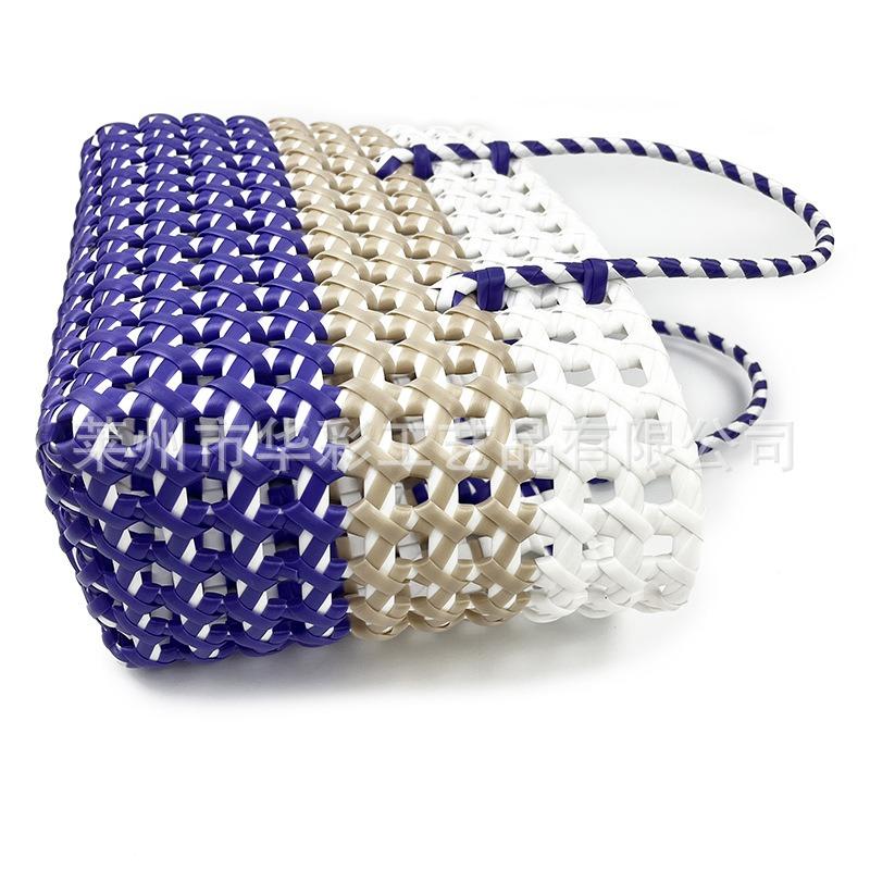 Sales C Woven Bag Hand Carry Vegetable Basket Colorful Waterproof Beach Bag Hand Woven Hollow Women's Handbag