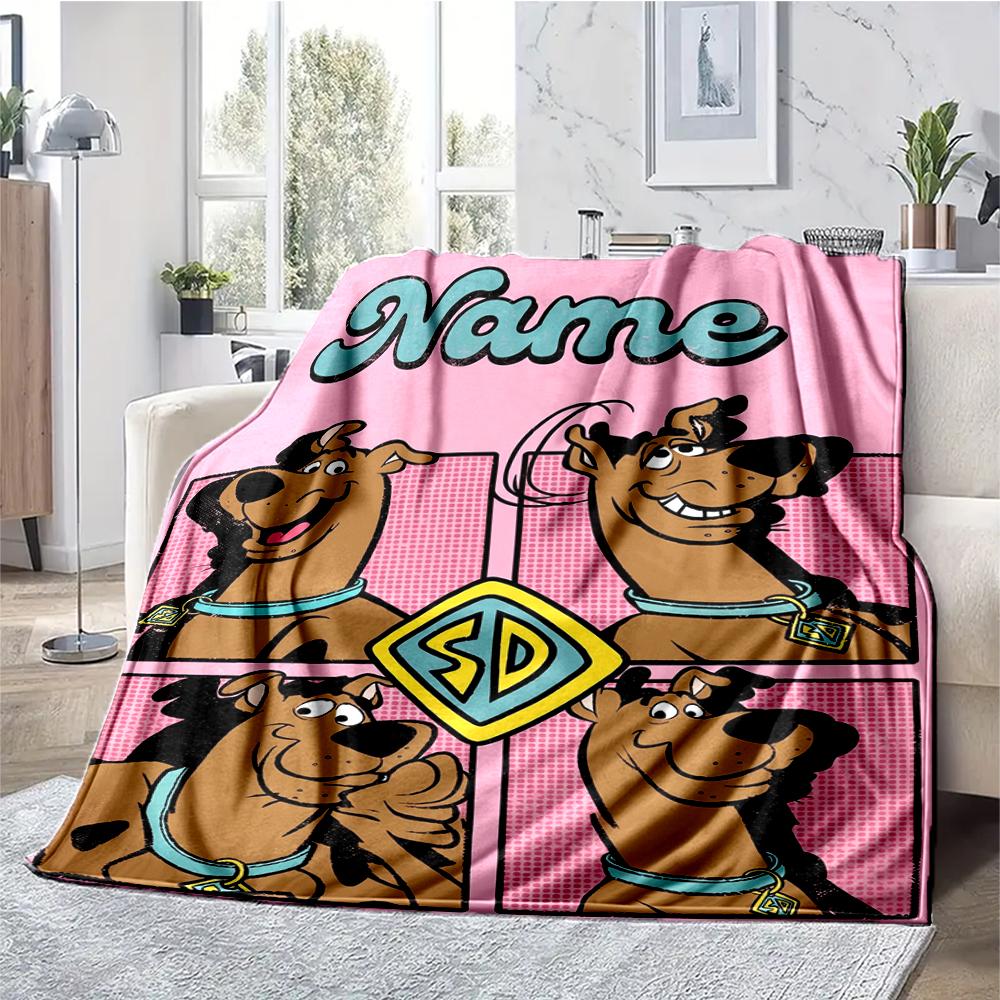 Custom Name Scooby-Doo Theme Printed Blanket - Perfect for Couch, Bed, Travel & Outdoor Use | Machine Washable, Cozy & Durable.